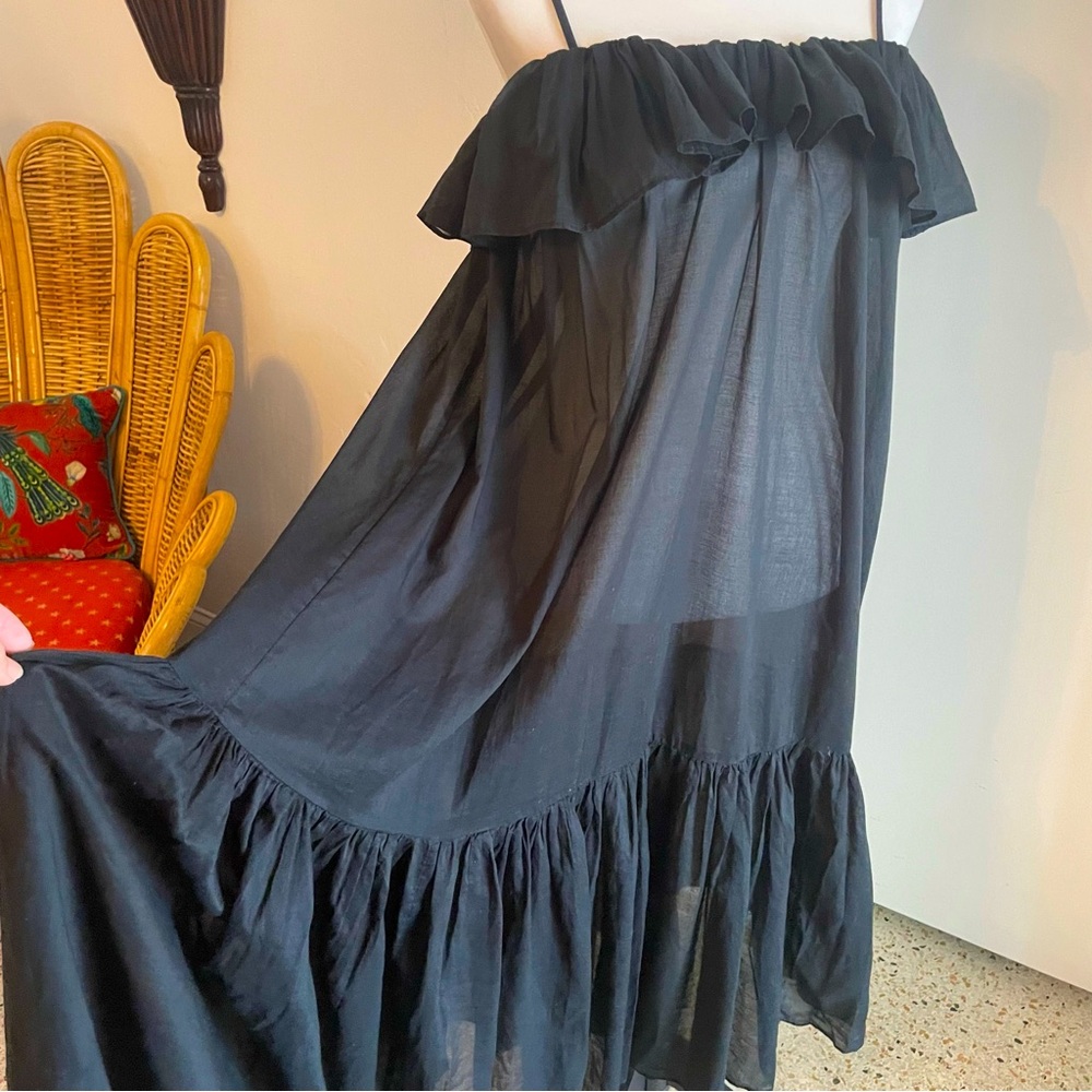 J. Crew Black Spaghetti Adjustable Strap Ruffle Dress! NEW. Beautiful! Medium - Picture 2 of 14